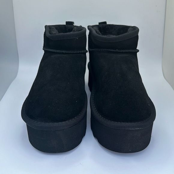 CUSHIONAIRE Women's Genuine Suede pull on platform boot +Memory Foam 8.5 BLACK - Picture 2 of 7